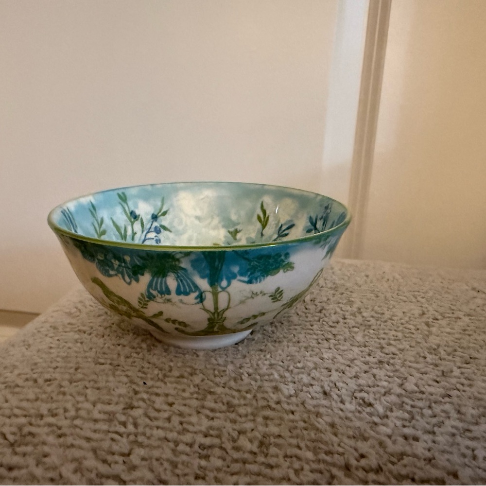 Small Floral Green and Blue Decorative Bowl